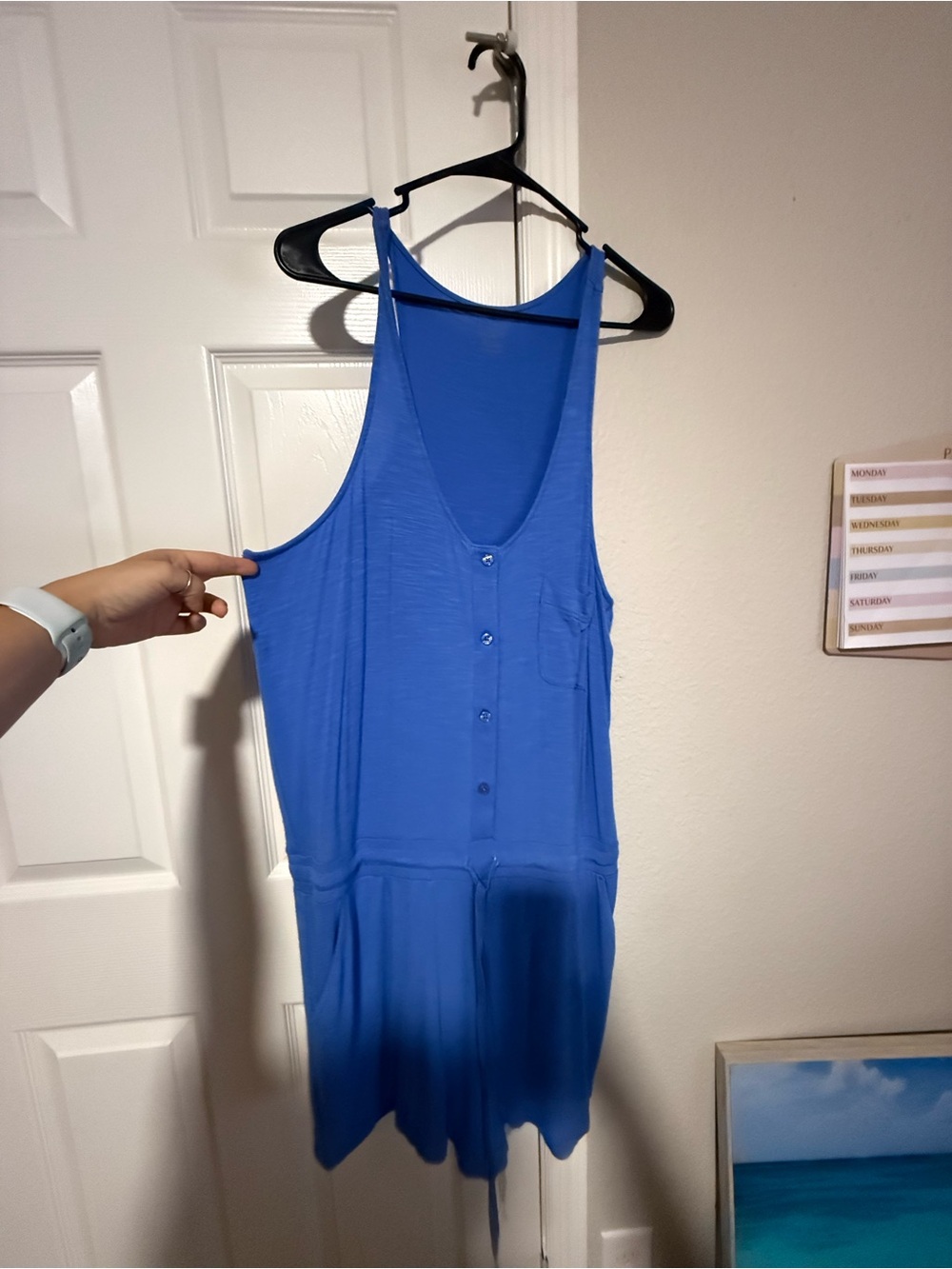 LOFT Royal Blue Sleeveless Button-Front Romper